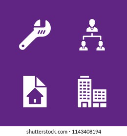 construction icon set. hierarchical structure, blueprint and wrench vector icon for graphic design and web