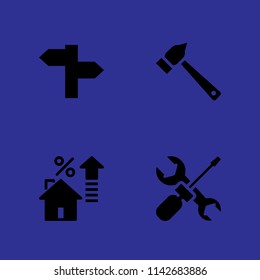 construction icon set. house, hammer and repair tool vector icon for graphic design and web