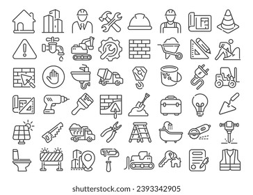 Construction icon set isolated on white background