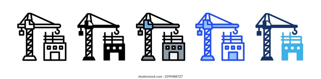 Construction Icon Set With Multiple Style Collection