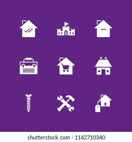 construction icon set. sand castle, toolbox and screw vector icon for graphic design and web