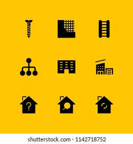 construction icon set. screw, hierarchical structure and ladder vector icon for graphic design and web