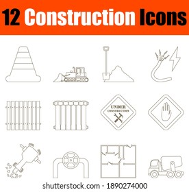 Construction Icon Set. Thin Editable Stroke Line Without Filling Design. Vector Illustration.