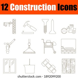 Construction Icon Set. Thin Editable Stroke Line Without Filling Design. Vector Illustration.