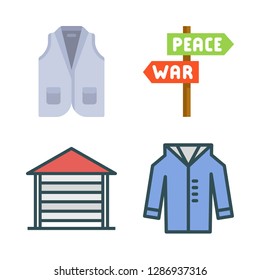 construction icon set. vector set about vest, garage, coat and panel icons set.