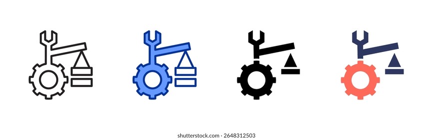 Construction icon sheet multiple style collection