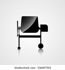 Construction icon silhouette machine for mixing concrete on a gray background