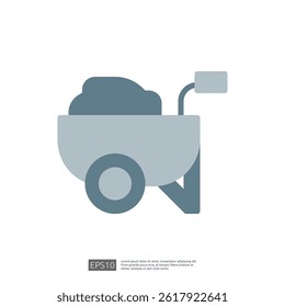 Construction Icon of a Wheelbarrow Loaded with Material for Home Renovation Projects and Garden Landscaping Tasks