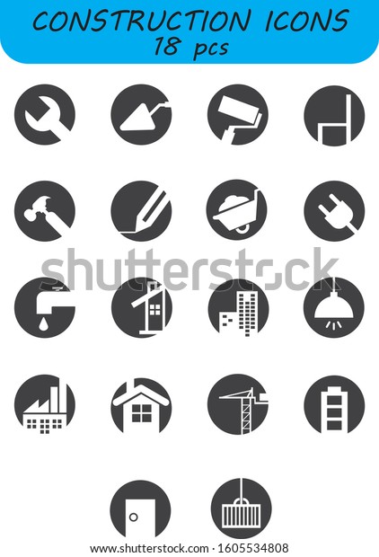 Construction icons,\
civil engineering\
vectors