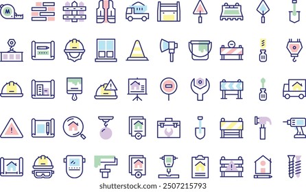 Construction icons collection is a vector illustration with editable stroke.