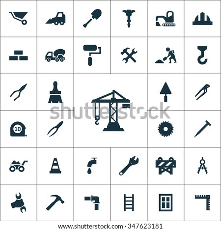 Construction icons. Flat icons