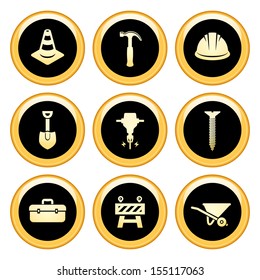 Construction Icons Gold Icon Set