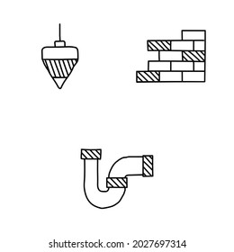 Construction icons Hand drawn logo vectors 