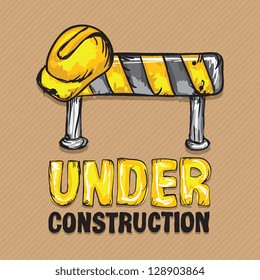 Construction Icons (Hard cap, traffic sign), Vector illustration