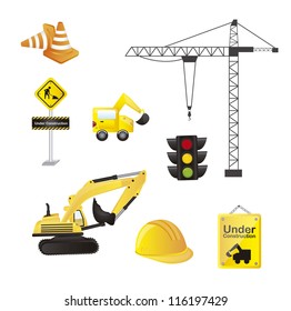 construction icons isolated over white background. vector