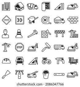 Construction Icons. Line With Fill Design. Vector Illustration.