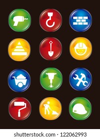 construction icons over black background. vector illustration