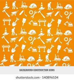 construction icons over orange background vector illustration