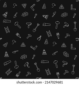 construction icons pattern. seamless doodle pattern with tools for construction. vector illustration on the theme of construction