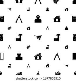 construction icons pattern seamless. Included editable filled worker, Wheelbarrow, gauntlet gloves, stepladder, Handicraft, house icons. construction icons for web and mobile.