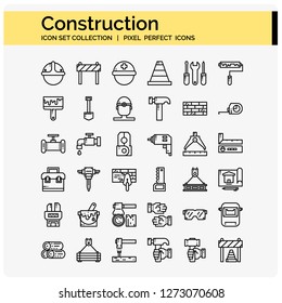 construction icons pixel perfect set design web and app ui ,64x64 vector