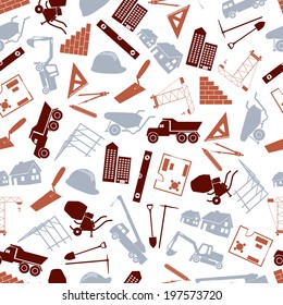 construction icons seamless color pattern eps10