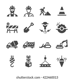 Construction Icons Set 1. Included The Icons As Engineer, Worker, Labor, Construct, Building, Construction Site And More.