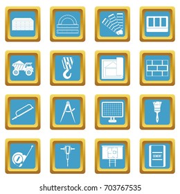 Construction icons set in azur color isolated vector illustration for web and any design