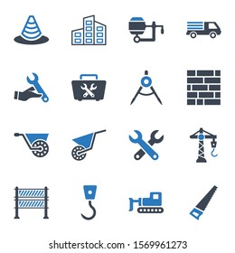 Construction Icons Set - Blue Version
