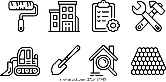 Conjunto de iconos de construcción para proyectos de construcción y renovación