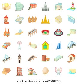 Construction icons set. Cartoon style of 36 construction vector icons for web isolated on white background