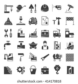 Conjunto de iconos de construcción, iconos de gestión de ingeniería civil