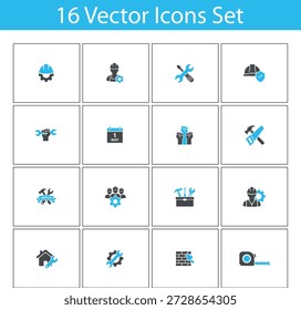 Conjunto de iconos de construcción. Incluyendo industria, construcción, trabajador, herramientas, mano de obra, maquinaria, 
Progreso y más. Iconos de vectores sólidos