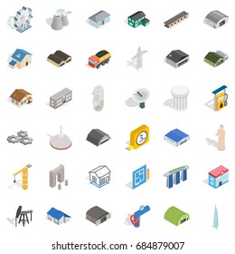 Construction icons set, isometric style