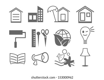 construction icons set on white background
