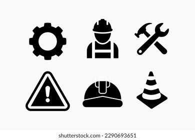 Iconos de construcción sobre fondo blanco. Ilustración del vector