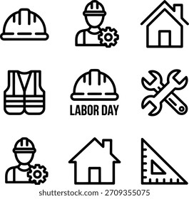 Iconos de la construcción fijados en el Vector blanco