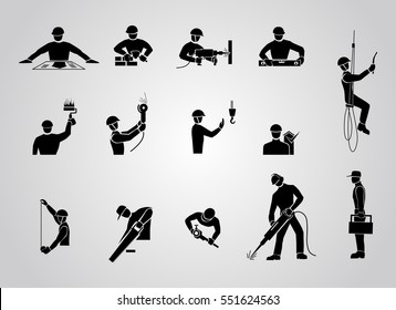 Construction Icons Set on White Background. Modern thin line icons set of construction works on site and building tools.