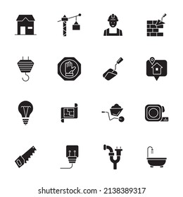 construction icons set . construction pack symbol vector elements for infographic web