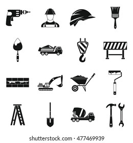 Construction icons set in simple style. Building tools set collection vector illustration