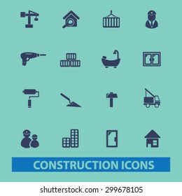 construction icons set, vector