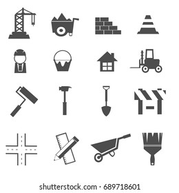 construction icons set vector