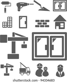 construction icons set, vector