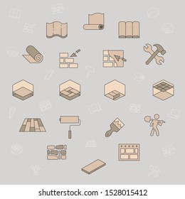 Construction icons set - Vector color symbols and outline of web badges on the topic of repair