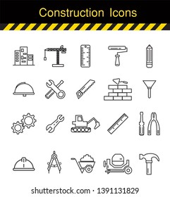 construction icons set, vector design