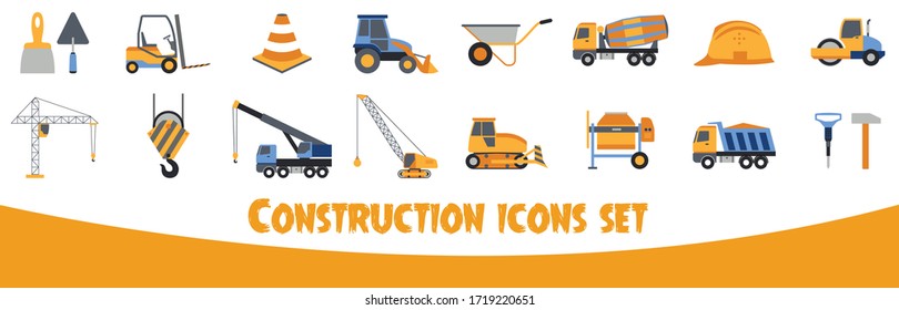 Conjuntos de iconos de construcción, Iconos de línea de vectores relacionados con la construcción, Iconos de línea delgada para empresas, edificios, construcción y herramientas de reparación de casas. Vector de construcción