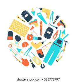 Construction icons set, vector illustration