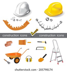construction icons set vector smile
