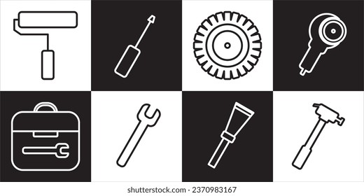 Construction Icons Sets form carving woodwork and diy