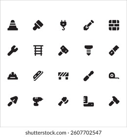 Construction Icons with solid style, perfect for user interface projects